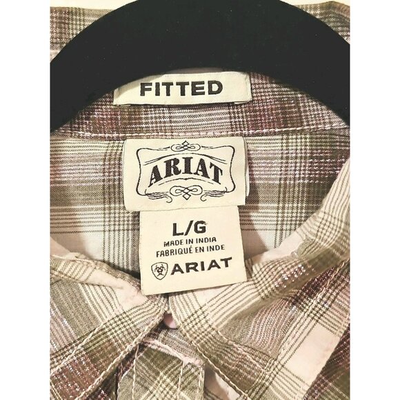 Ariat Women's Studded Pink Plaid Long Sleeve Evelyn Snap Western Shirt Sz Large - Picture 3 of 11